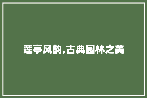 莲亭风韵,古典园林之美