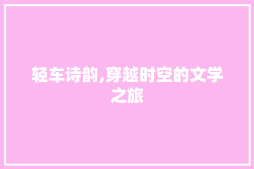 轻车诗韵,穿越时空的文学之旅