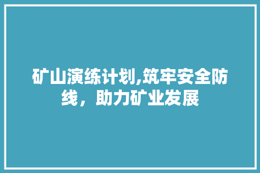 矿山演练计划,筑牢安全防线，助力矿业发展