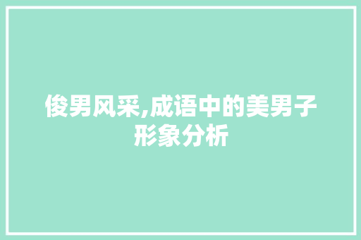 俊男风采,成语中的美男子形象分析