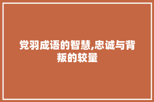 党羽成语的智慧,忠诚与背叛的较量 采访稿