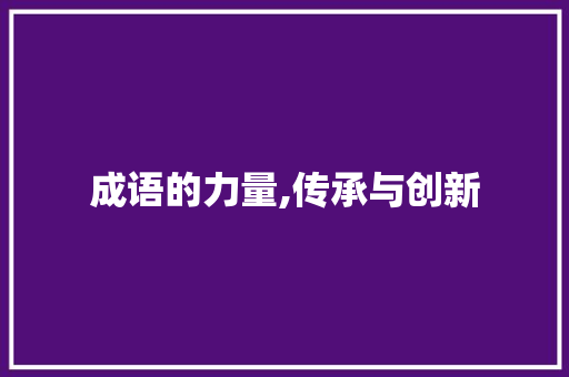 成语的力量,传承与创新