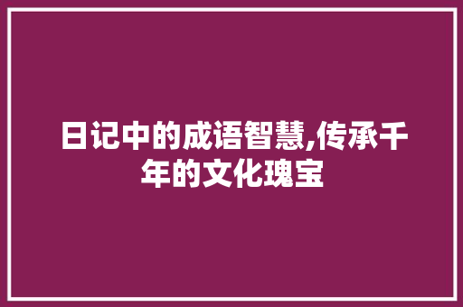 日记中的成语智慧,传承千年的文化瑰宝