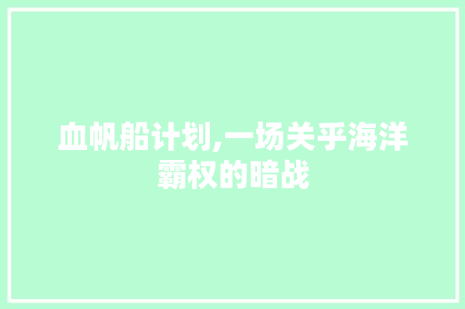 血帆船计划,一场关乎海洋霸权的暗战