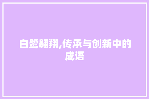白鹭翱翔,传承与创新中的成语 商业文稿