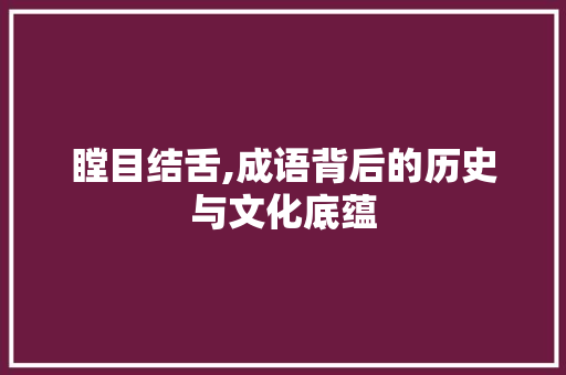 瞠目结舌,成语背后的历史与文化底蕴