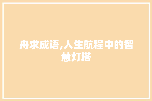 舟求成语,人生航程中的智慧灯塔