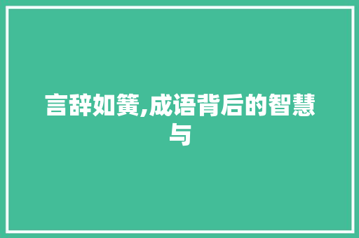 言辞如簧,成语背后的智慧与