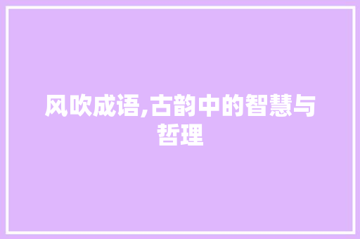 风吹成语,古韵中的智慧与哲理