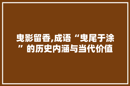 曳影留香,成语“曳尾于涂”的历史内涵与当代价值