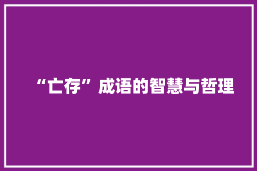 “亡存”成语的智慧与哲理