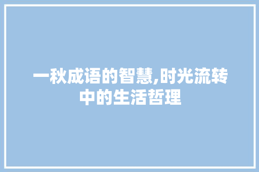 一秋成语的智慧,时光流转中的生活哲理