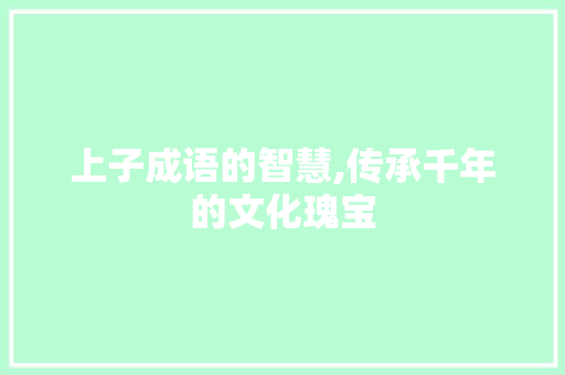 上子成语的智慧,传承千年的文化瑰宝