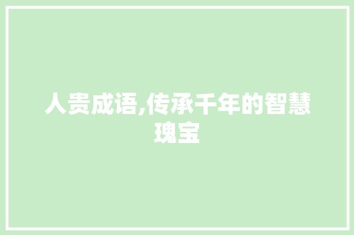 人贵成语,传承千年的智慧瑰宝