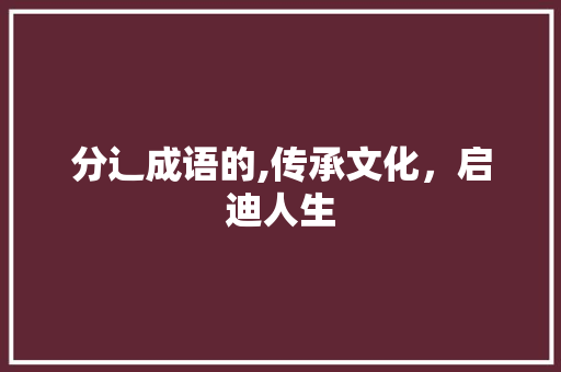 分辶成语的,传承文化，启迪人生