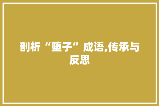 剖析“堕子”成语,传承与反思