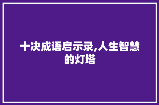 十决成语启示录,人生智慧的灯塔
