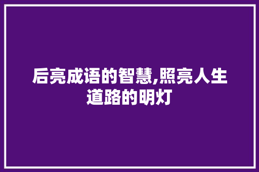 后亮成语的智慧,照亮人生道路的明灯