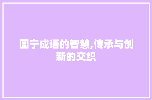 国宁成语的智慧,传承与创新的交织