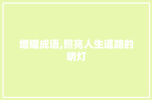 增耀成语,照亮人生道路的明灯