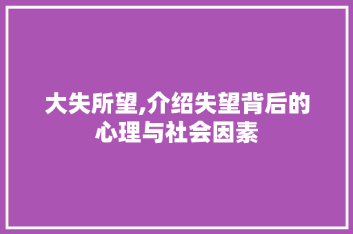 大失所望,介绍失望背后的心理与社会因素