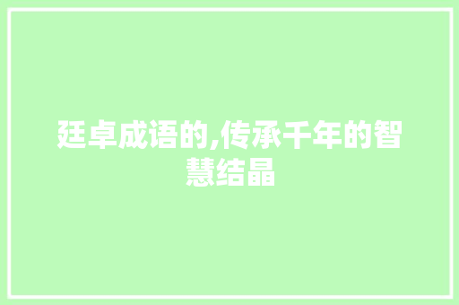 廷卓成语的,传承千年的智慧结晶