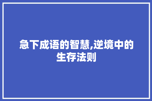 急下成语的智慧,逆境中的生存法则