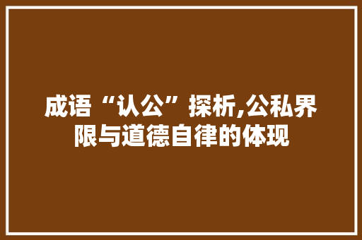 成语“认公”探析,公私界限与道德自律的体现