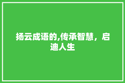 扬云成语的,传承智慧，启迪人生