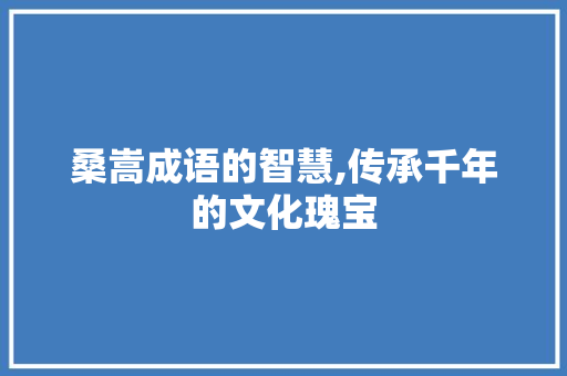 桑嵩成语的智慧,传承千年的文化瑰宝