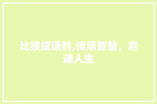 比接成语的,传承智慧，启迪人生