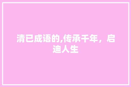 清已成语的,传承千年，启迪人生