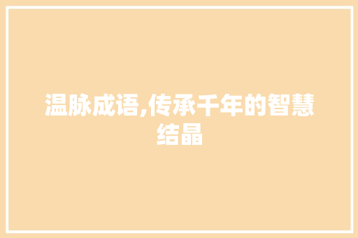 温脉成语,传承千年的智慧结晶