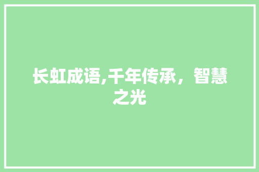 长虹成语,千年传承，智慧之光