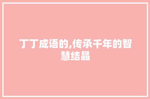丁丁成语的,传承千年的智慧结晶