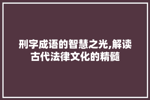 刑字成语的智慧之光,解读古代法律文化的精髓