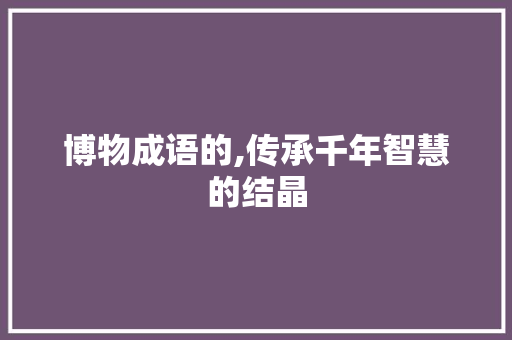 博物成语的,传承千年智慧的结晶