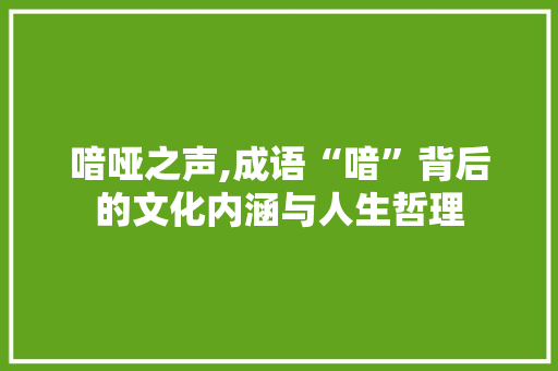 喑哑之声,成语“喑”背后的文化内涵与人生哲理