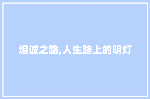 坦诚之路,人生路上的明灯