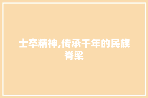 士卒精神,传承千年的民族脊梁