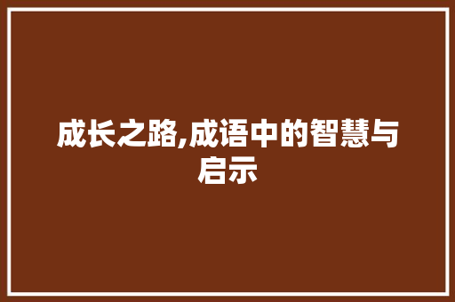 成长之路,成语中的智慧与启示