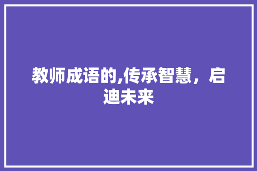 教师成语的,传承智慧，启迪未来