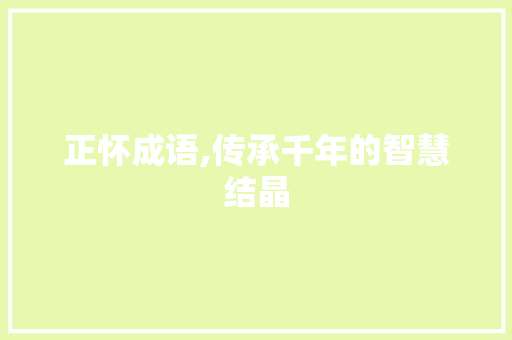 正怀成语,传承千年的智慧结晶