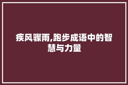 疾风骤雨,跑步成语中的智慧与力量