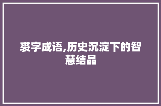 裘字成语,历史沉淀下的智慧结晶