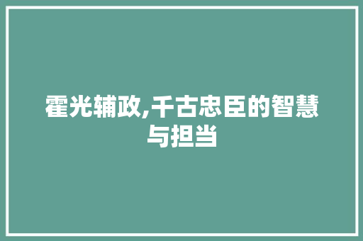 霍光辅政,千古忠臣的智慧与担当
