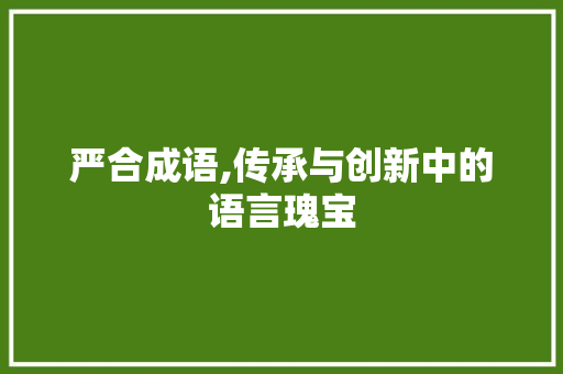 严合成语,传承与创新中的语言瑰宝