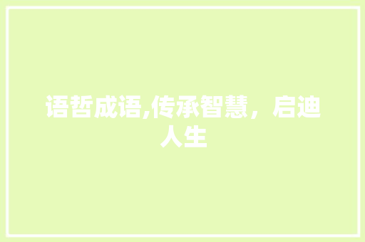 语哲成语,传承智慧，启迪人生