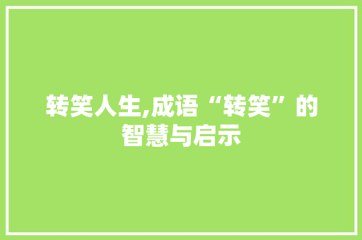 转笑人生,成语“转笑”的智慧与启示
