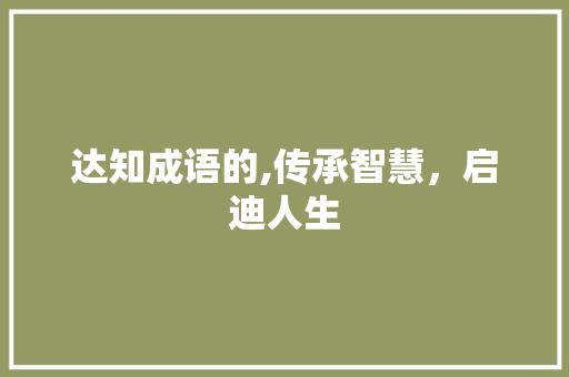 达知成语的,传承智慧，启迪人生